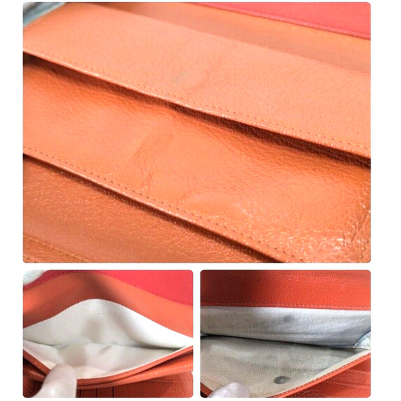 RARE Authentic CHANEL Wallet Red Orange Leather Bicolore CC W/Box - Picture 9 of 11